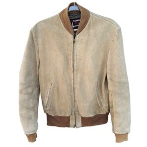 Vintage 60’s Ralph Edwards Sportswear Suede Bomber Jacket Talon Zipper Camel GUC